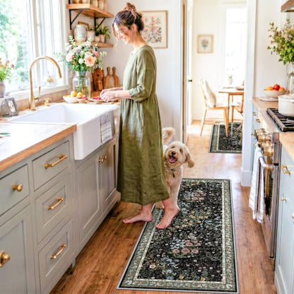 Washable Kitchen Runner Rug 2x5 (Black / 2x5)