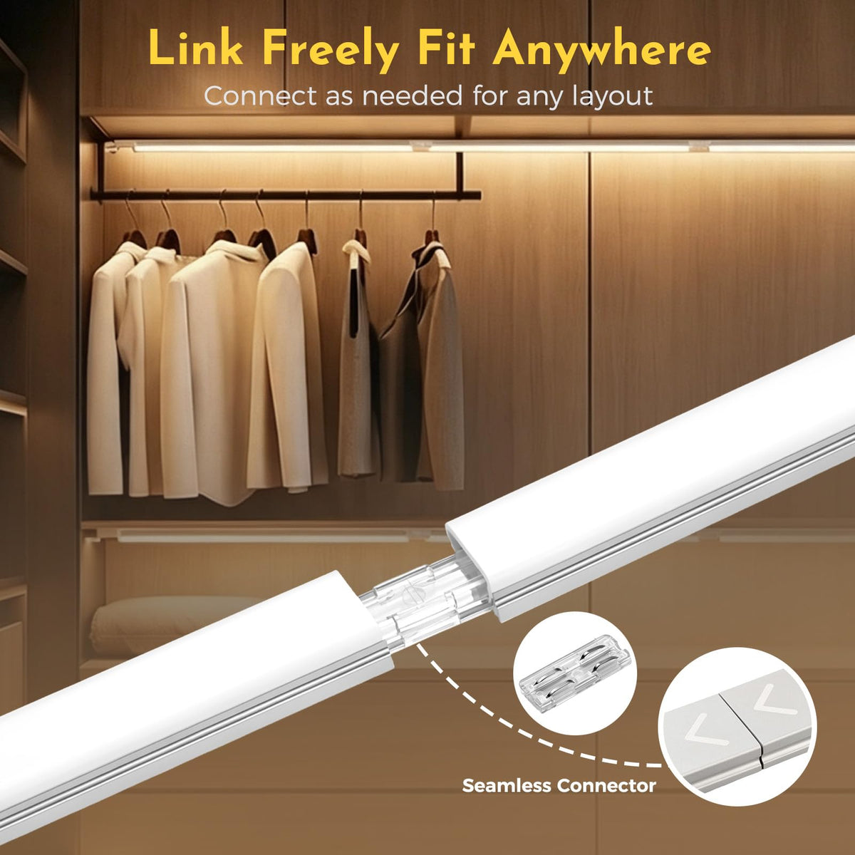 0.3in Ultra Thin Linkable Under Cabinet Lighting Bar Plug (Touch+Remote / Silver)