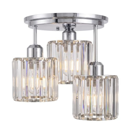 3 Light Semi Flush Crystal Ceilng Light