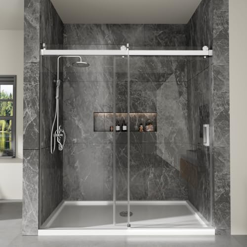 67 72" W x 76" H Frameless Bypass Sliding Shower Door for Walk in Shower