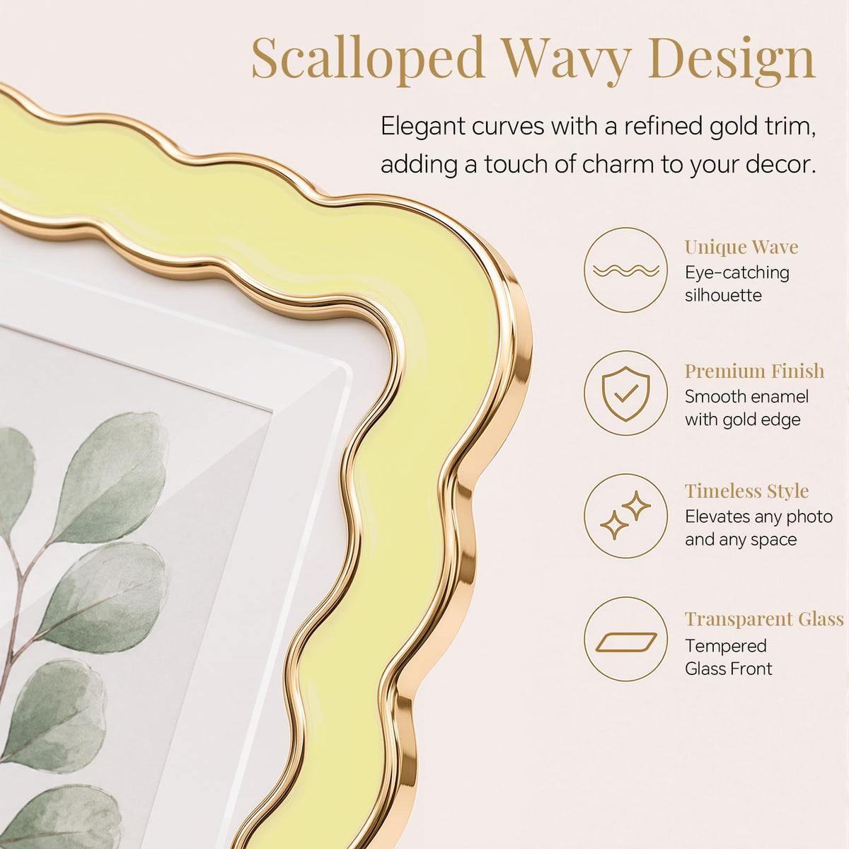8x10 Scalloped Wavy Metal Picture Frame (Butter Cream / 8x10)