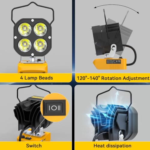 Portable Flashlight Cordless Jobsite Light 8000LM