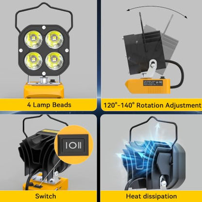 Portable Flashlight Cordless Jobsite Light 8000LM