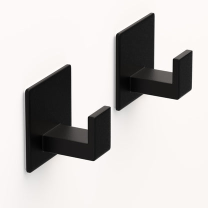 Adhesive Shower Hooks (Adhesive "7" Shape -2 Pack / Black)