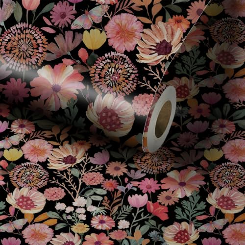 Vintage Floral Wallpaper Peel and Stick Boho Wall Paper Removable Waterproof Botanical Contact Paper for Bedroom