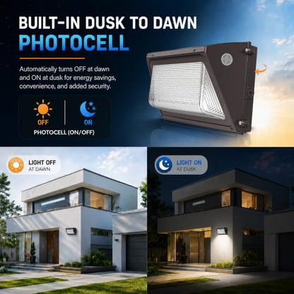 LED Wall Pack Light with Dusk to Dawn Photocell