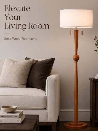 62.8" Solid Oak Wood Floor Lamp