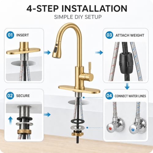 Commercial Kitchen Faucet with Pull Down Sprayer