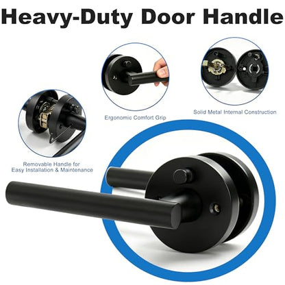 Privacy Door Handle with Lock (Matte Black)