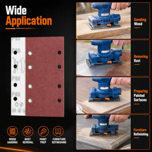 Sandpaper Sheets 8 Hole Hook and Loop
