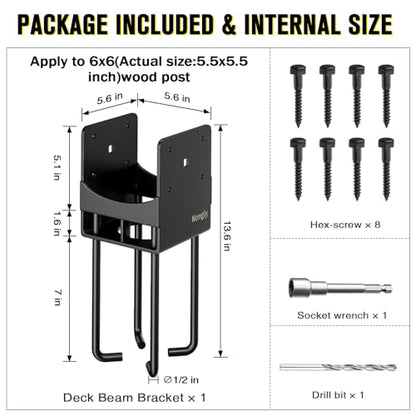 U Shape Post Base with Air Flow Channel Concrete Post Anchor Heavy Duty Stainless Steels 6x6 (6x6)