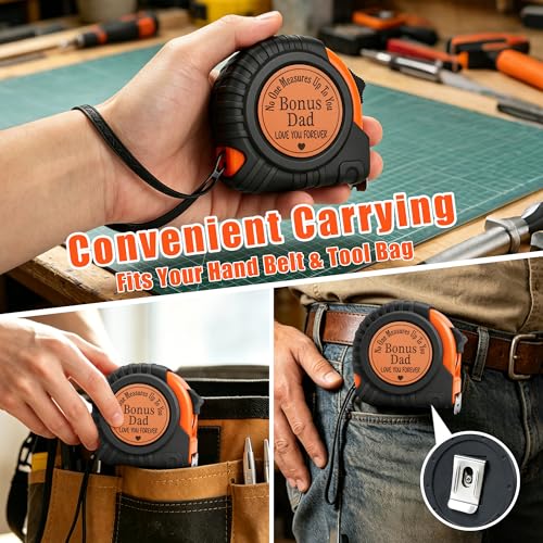 Gifts for Men Birthday Gift for Dad Grandpa Papa Uncle Husband Anniversary Christmas Fathers Day Valentines Day Useful Gifts for Men Genuine Leather Engraved 25 FT Tape Measure Tools