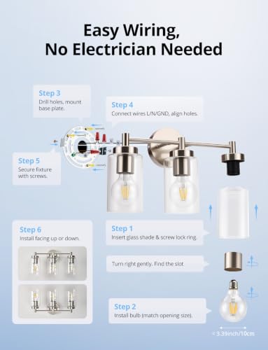 3 Light Vanity Lights for Bathroom Over Mirror