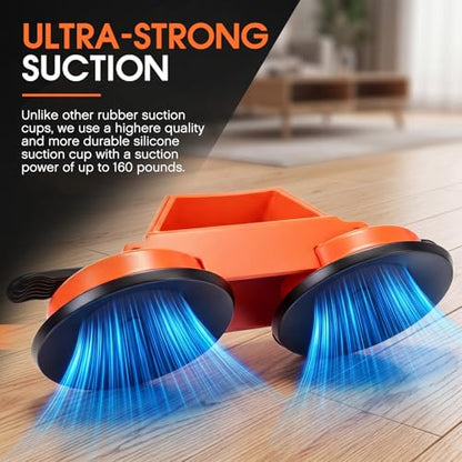 Floor Gap Fixer Tool Heavy Duty 45°Striking Surface Floor Gap Repair Tool Kit Iron Reinforced Suction Cup with Hammer Gloves and Sticky Pads for for Closing Gaps