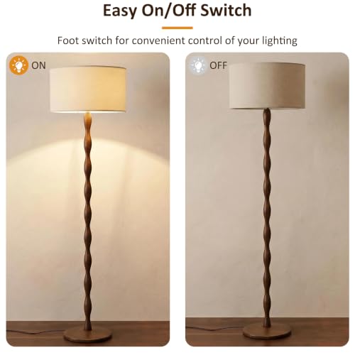 64.9" Farmhouse Solid Walnut Wood Floor Lamp