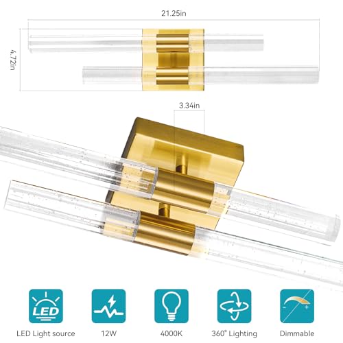 Modern Crystal Wall Sconces Hardwired Wall Sconce Bathroom Vanity Lights Fixtures 4000K Wall Light