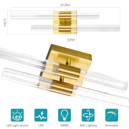 Modern Crystal Wall Sconces Hardwired Wall Sconce Bathroom Vanity Lights Fixtures 4000K Wall Light