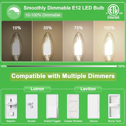 E12 Candelabra LED Light Bulbs 60W Equivalent 4000K Natural White (6 Count (Pack of 1))