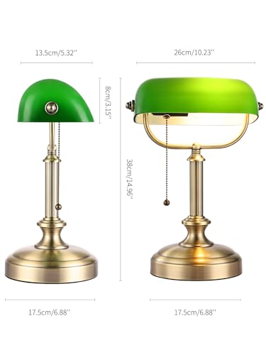 One Min Quickly Replacement Glass Shade Banker Desk Lamp