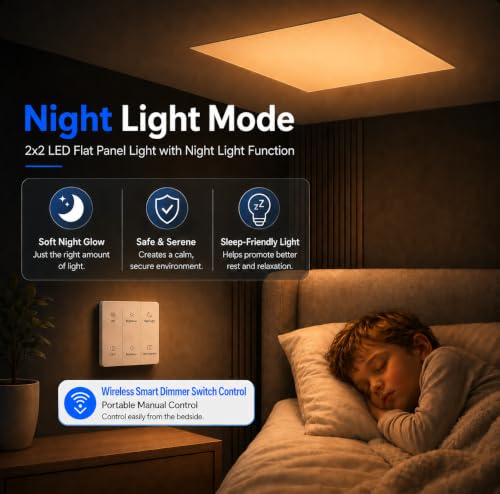 2x2 LED Flat Panel Light with Wireless Switch & App Control