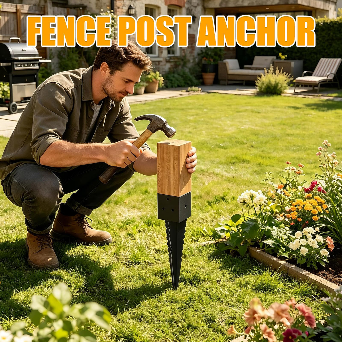 1 Set 4"x 4" Fence Post Anchor Ground Spike 16"
