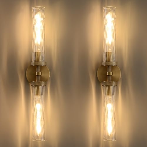 Bathroom Sconce with Water Ripples Glass Tube