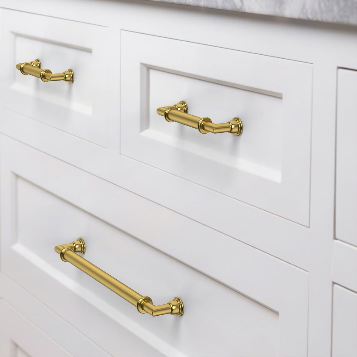 5 Pack Vibrant Brushed Moderne Brass Cabinet Pulls 4 Inch (4" Hole Center / Vibrant Brushed Moderne Brass)