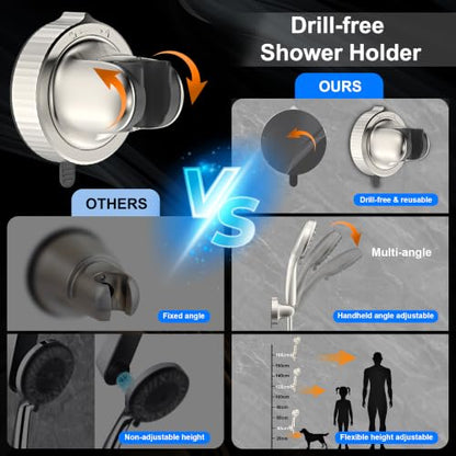 Dual Rainfall Shower Head with Handheld (Starlight)
