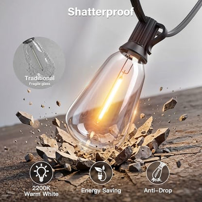 Outdoor String Patio Lights ST38 Edison LED Bulbs