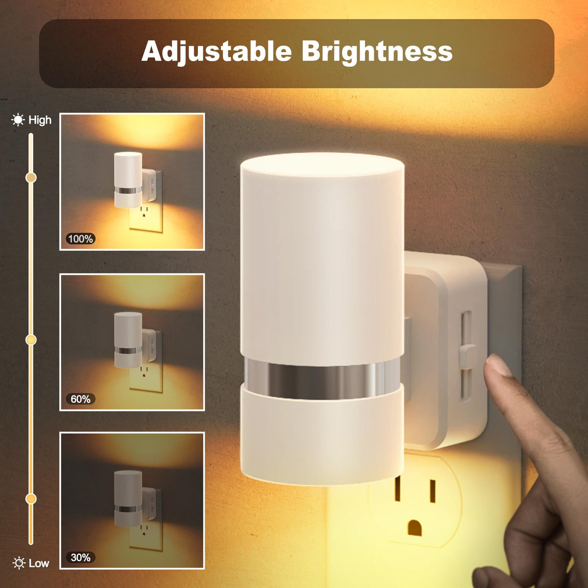 Night Lights Plug into Wall (White-Amber / 2 Pack)