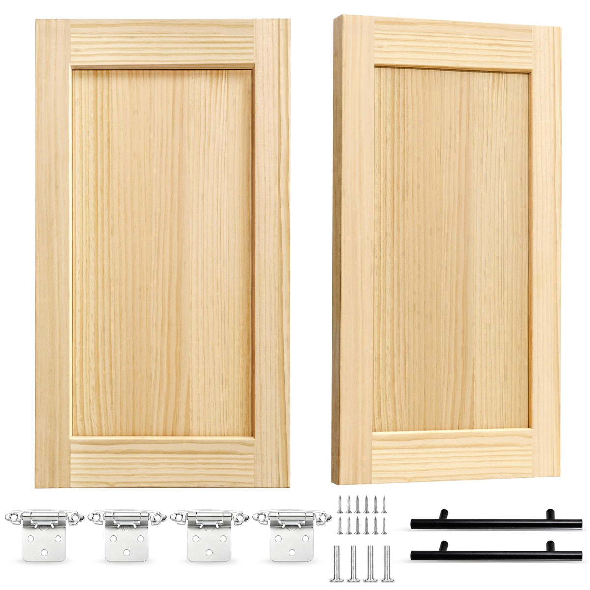2 Pack Unfinished Pine Shaker Cabinet Doors 15.5" W x 29" H (15.5'' Wx29'' H)