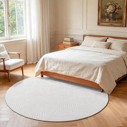 6ft Area Rugs for Living Room (6' (Round) / White)