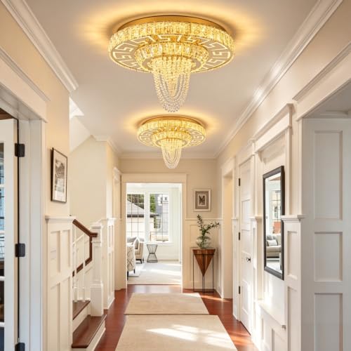 Modern Chandelier Flush Mount Crystal Ceiling Light Fixture