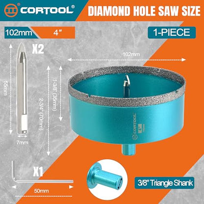 4 Inch Diamond Hole Saw with Pilot Drill Bit (4 Inch (102mm))