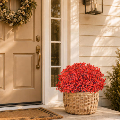 20Pcs Artificial Christmas Flowers Red Babys Breath Decoration for Home (Red)