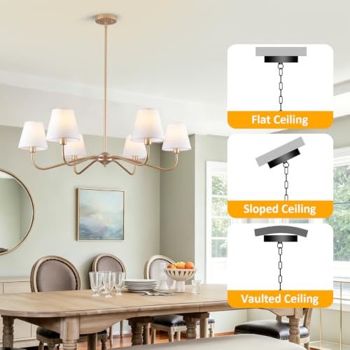 6 Light Gold Chandelier for Dining Room Light Fixture