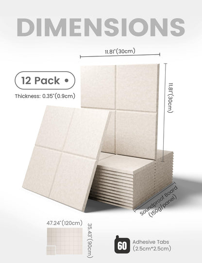 Felt Bulletin Board & Cork Board Alternative 48'' x 36'' (Oatmeal / 4-compartment 12-pack)