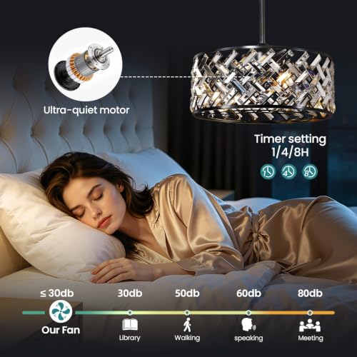 Crystal ceiling fan with light remote APP control