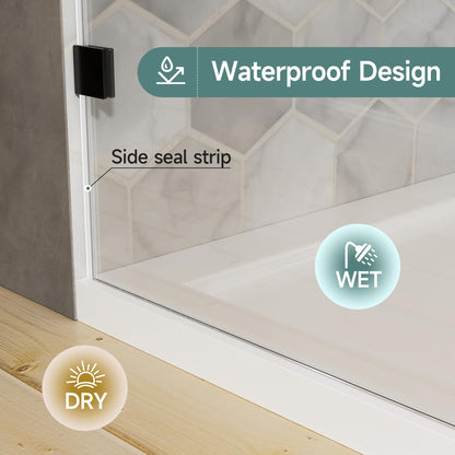 Glass Shower Panel 34" W x 68" H (Matte Black - Clear / 34"W x 68"H - 10mm)