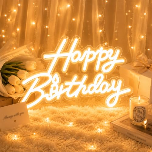 Dimmable Happy Birthday Neon LED Sign for Backdrop