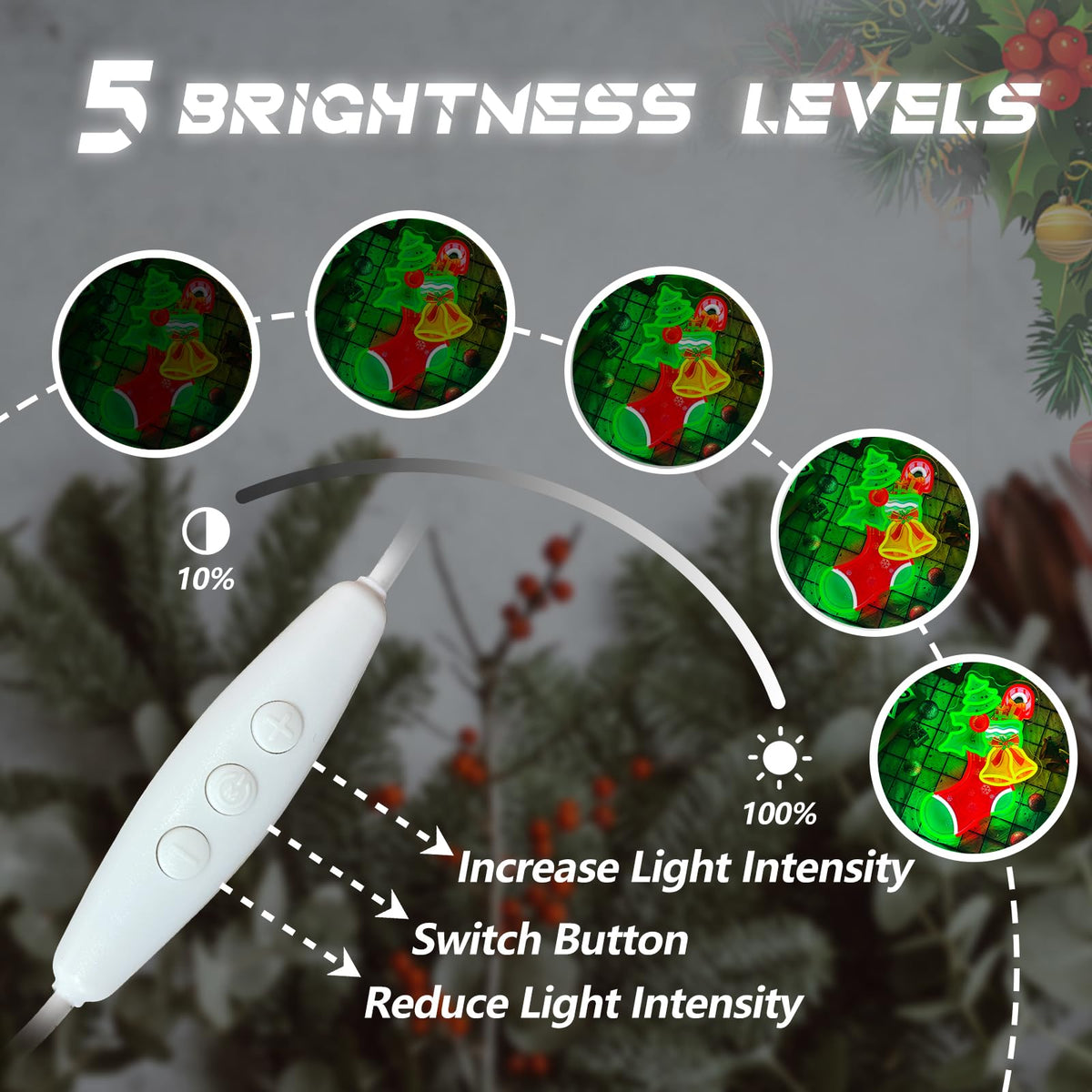 Christmas Stocking Neon Sign Dimmable Christmas Bell Tree LED Neon Light (SDWLD)
