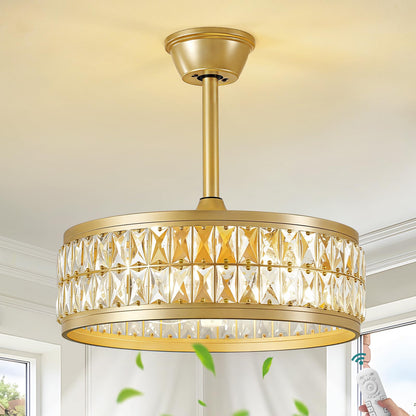 Gold Fandelier Ceiling Fan with Light and Remote Caged Ceiling Fan (Gold)