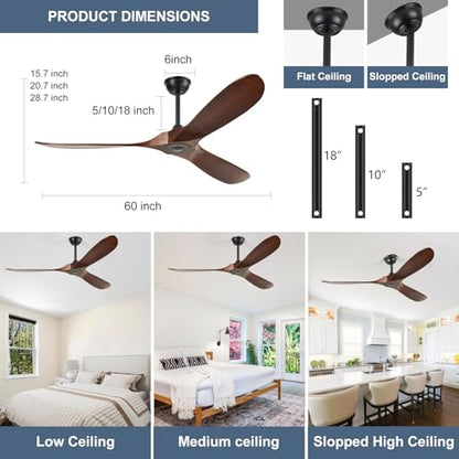 60'' Outdoor Ceiling Fans without Light (60 inch / Dark walnut)