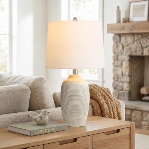 24.5" Rustic Bedside Lamp with Natural Textured Finish