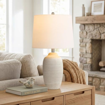 24.5" Rustic Bedside Lamp with Natural Textured Finish