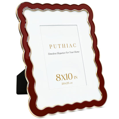 8x10 Scalloped Wavy Metal Picture Frame (Oxblood Burgundy / 8x10)