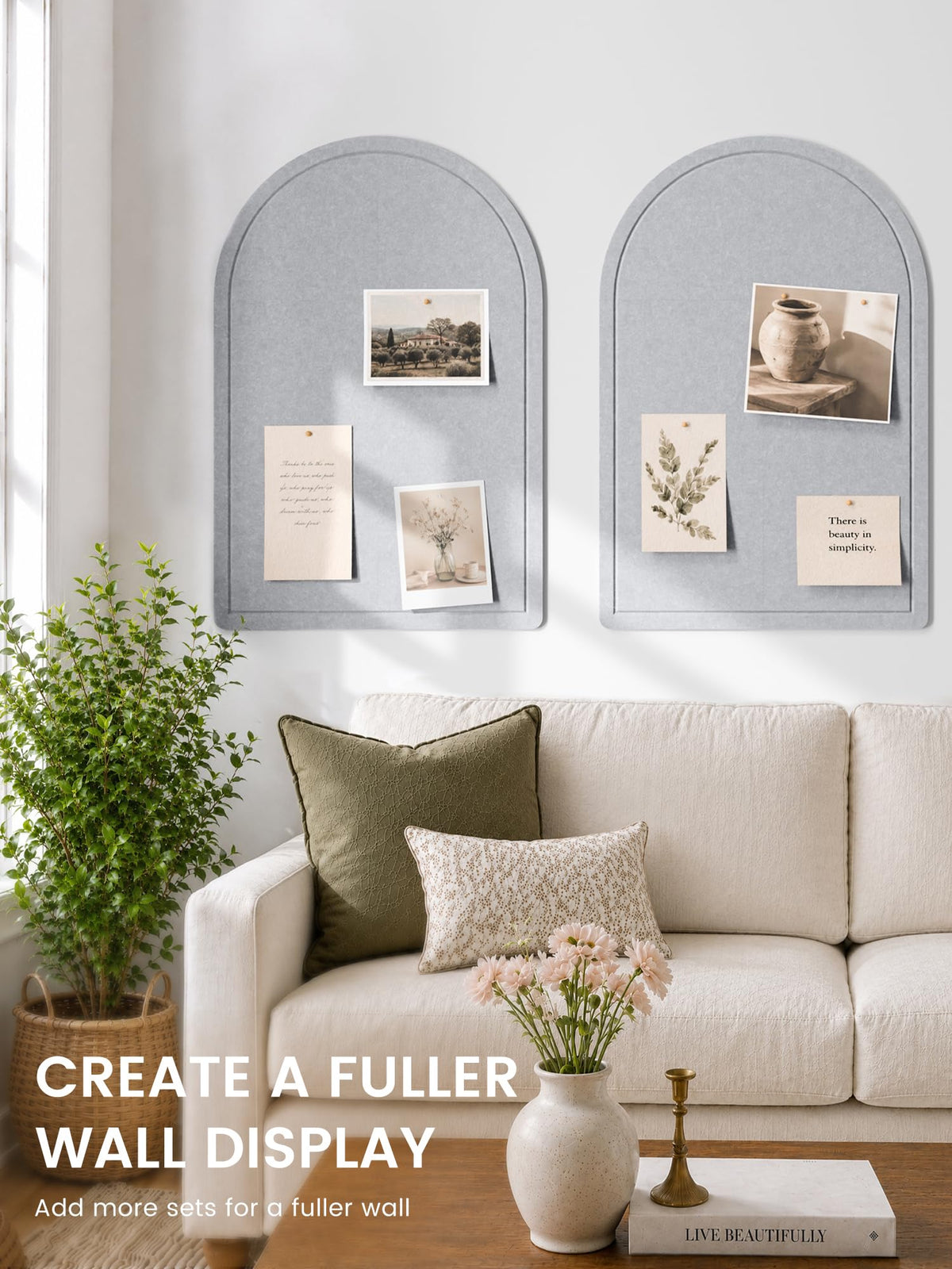Arched Felt Bulletin Board (Soft Gray)