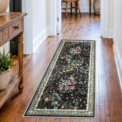 Washable Kitchen Runner Rug 2x5 (Black / 2x5)