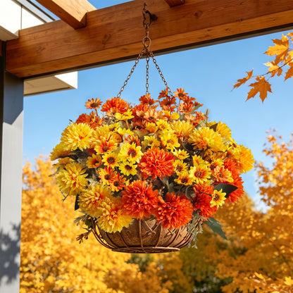 8Pcs Fake Flowers Artificial Mums for Outdoors (Mixed Mums / 8Pcs)