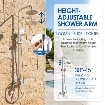 Outdoor Shower System with Hot and Cold Valve